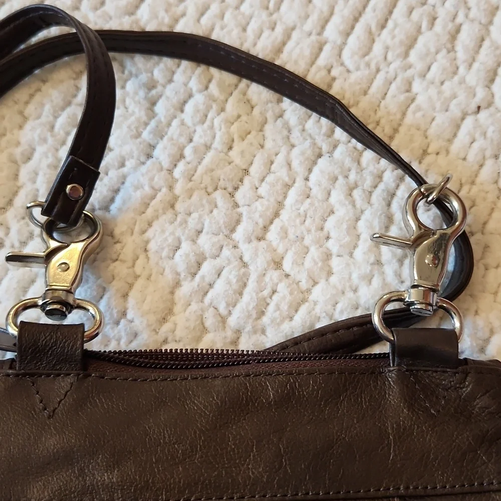 Mod Lily Chocolate Brown Faux Leather Multicompartment Crossbody Bag Resortwear